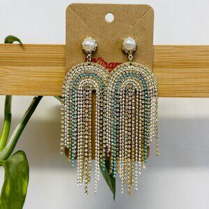 Rainbow Rhinestone Dangling Earrings